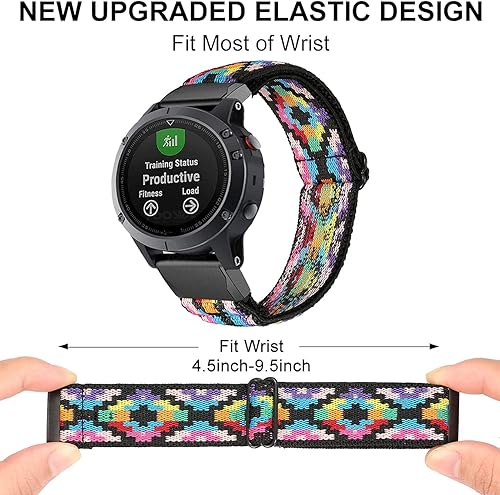 Miniatura 3 de Olytop Fenix 7Fenix 6Fenix 5epix 2 - Correa elástica de repuesto de nailon elástico de 0.866 pulgadas de ajuste rápido y fácil para Garmin Instinct,
