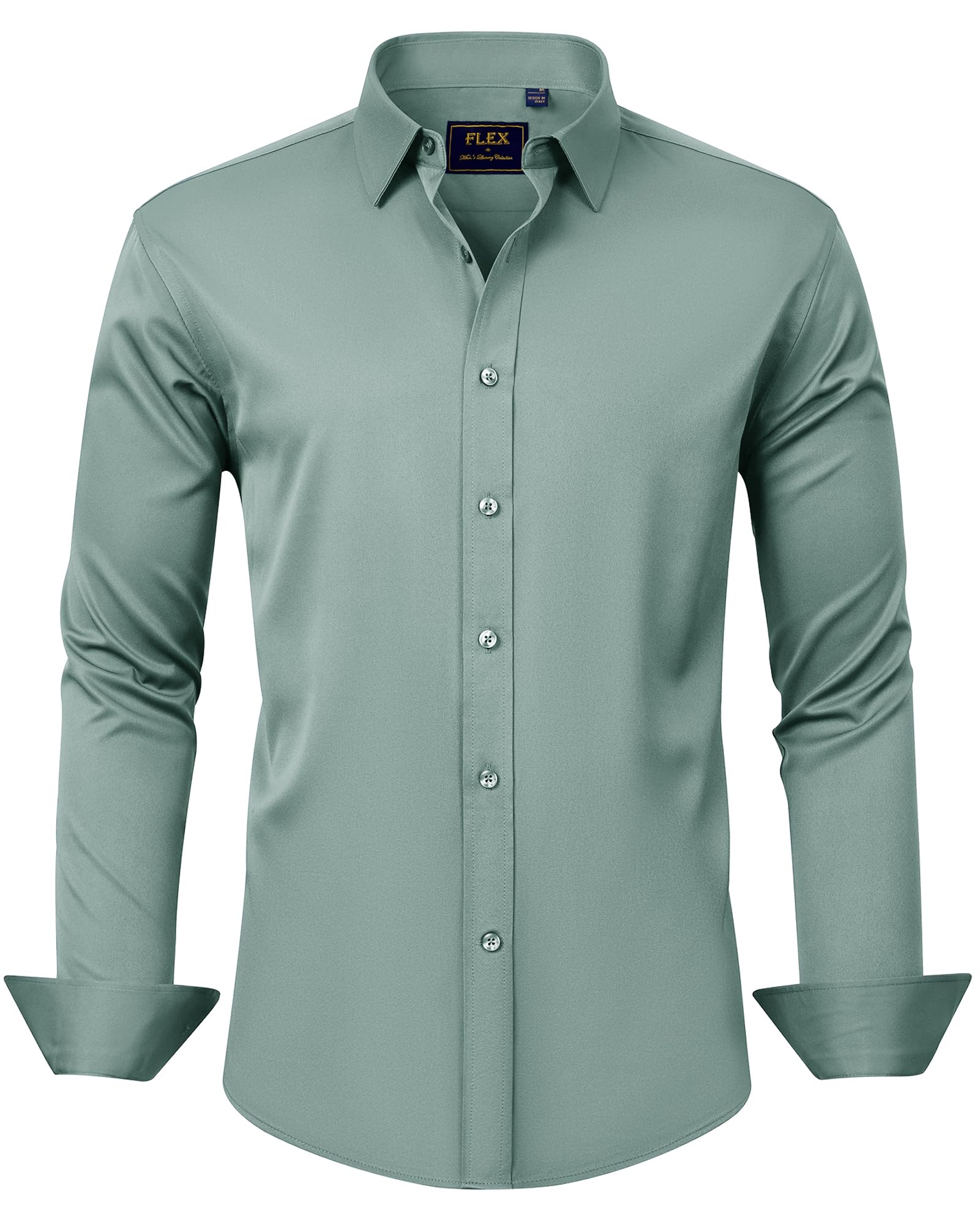 J.VER Men's Dress Shirts Solid Long Sleeve Stretch Wrinkle-Free (Second Variant)