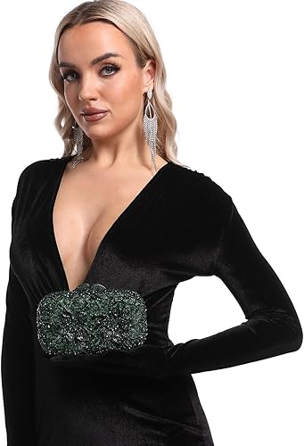 Miniatura 5 de Boutique De FGG Doble flores mujeres cristal embrague bolsos de noche boda fiesta rhinestone bolsos y carteras