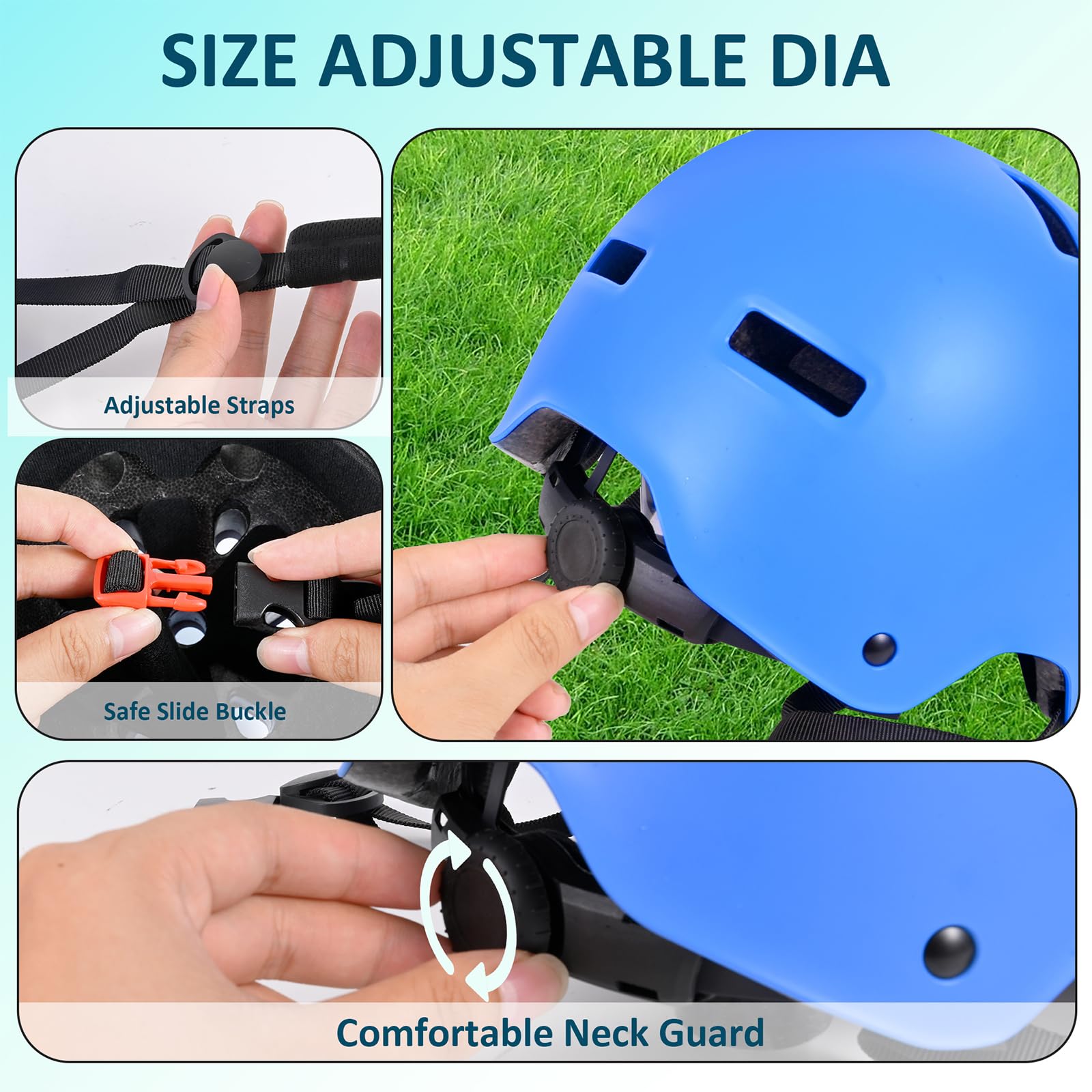 LOKJIJI Casco da bici regolabile per ragazzi ragazze giovani e adulti, Casco Protettivo per bambini per multisport skateboard monopattino bicicletta ciclismo pattinaggio