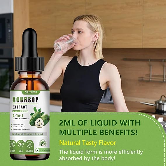 Soursop Bitters Liquid, Immune Boost, Relaxation, Liver and Sleep Aid,Soursop Bitters Liquid, Herbal Goodness, Sugar Free, Natural Flavor, 2 Fl Oz