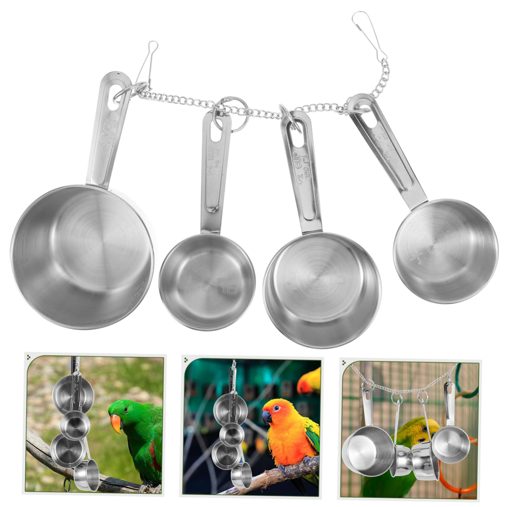 Giocattolo per Pappagalli in Acciaio Inox, 2 Pezzi, Argento | Resistente All’usura, Sicuro da Rosicchiare, per Piccoli Animali, Ornamento Domestico