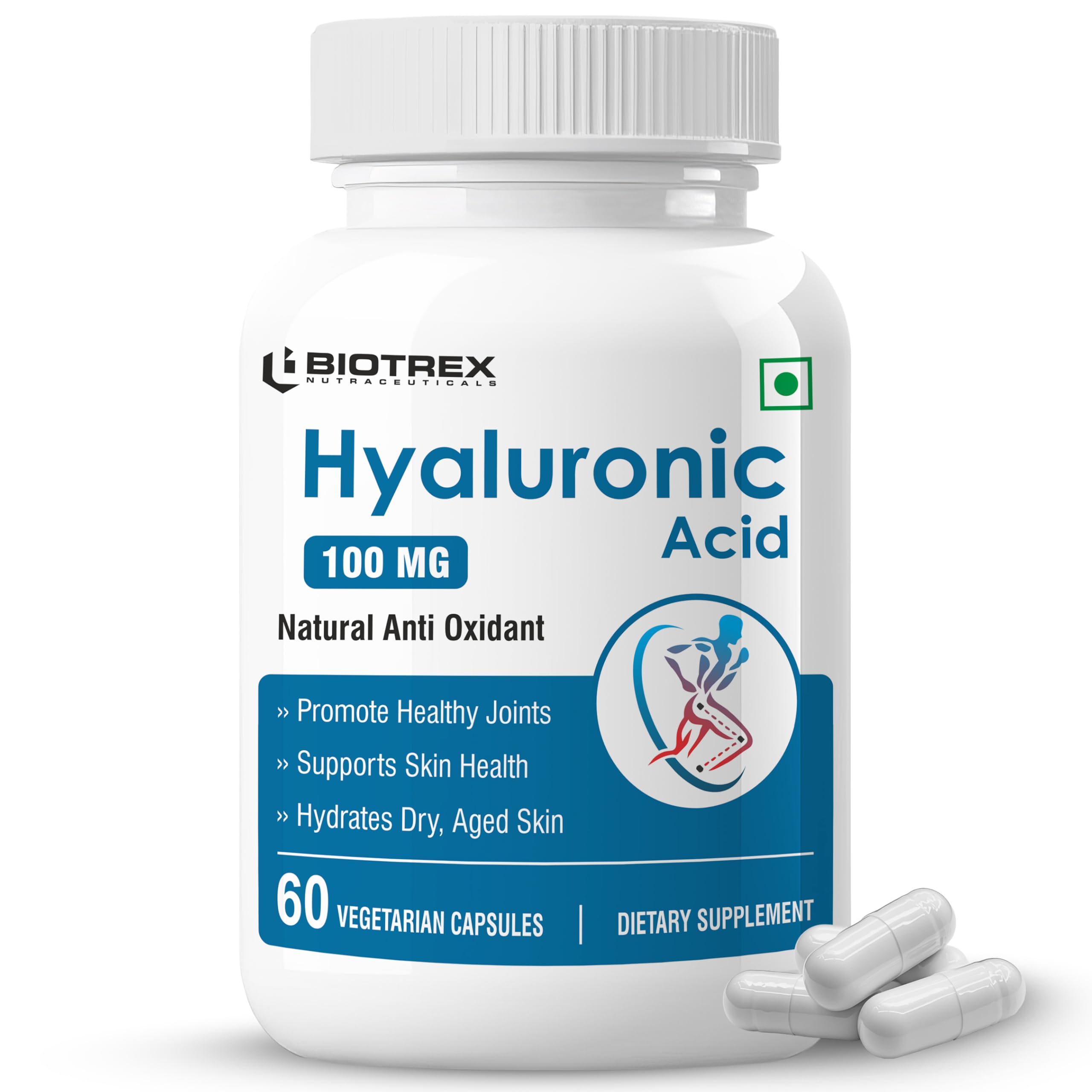 Biotrex Hyaluronic Acid - 100mg (60 Capsules), Dietary food supplement