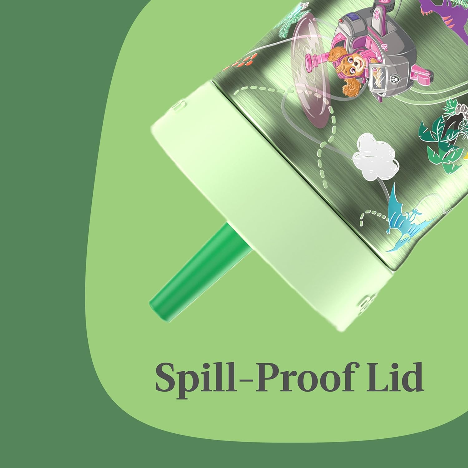 Contigo Kids Leighton Spill-Proof Stainless Steel Paw Patrol Tumbler with Straw, 12oz, Dino Treks, Green - Image 2