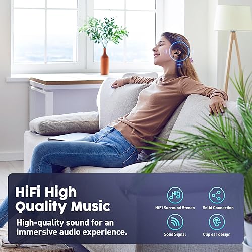 Miniatura 6 de Auriculares inalámbricos Bluetooth 5.3, auriculares ultra abiertos, auriculares de clip, auriculares deportivos con micrófono integrado con funda de