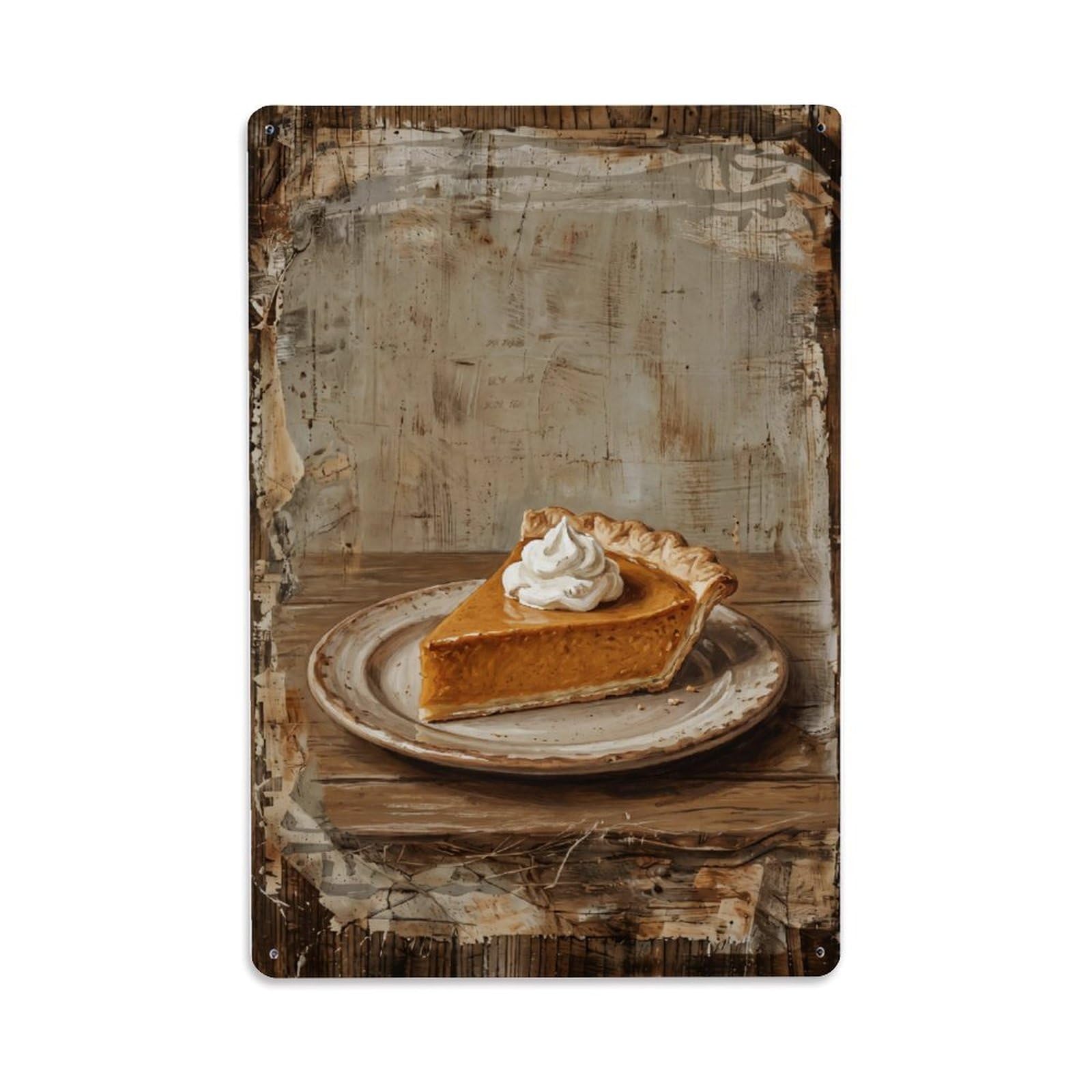 Fqnyr Style Country Dining Table Pumpkin Pie Countryside Home Metal Tin Sign Plaque Wall Decor For Cafe, Club Bar, Office, Home Garden Metal Poster 8X12inch