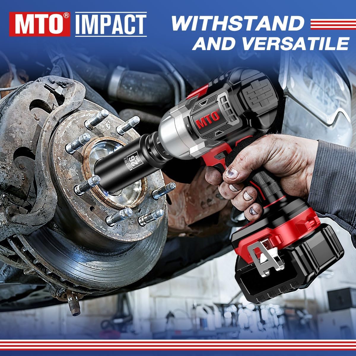 MTO 1/2" Drive 26mm Deep Impact Socket, 6-Point Metric Socket for Automotive Maintaince, CR-V Steel Meets ANSI Standards