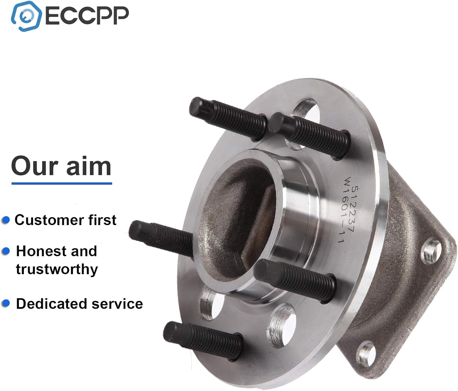 ECCPP Replacement for Pair of 2 New Complete Rear Wheel Hub Bearing Assembly 5 Lugs w/ABS for 2005-2009 Buick Chevy 512237 x2
