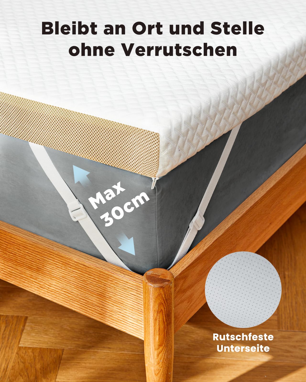 PERLECARE Topper 140 x 200 cm – coprimaterasso viscoelastico altezza 7,5 cm, durezza H3&H2, con rivestimento in bambù, certificato Öko-TEX®, per letto a molle e divano letto