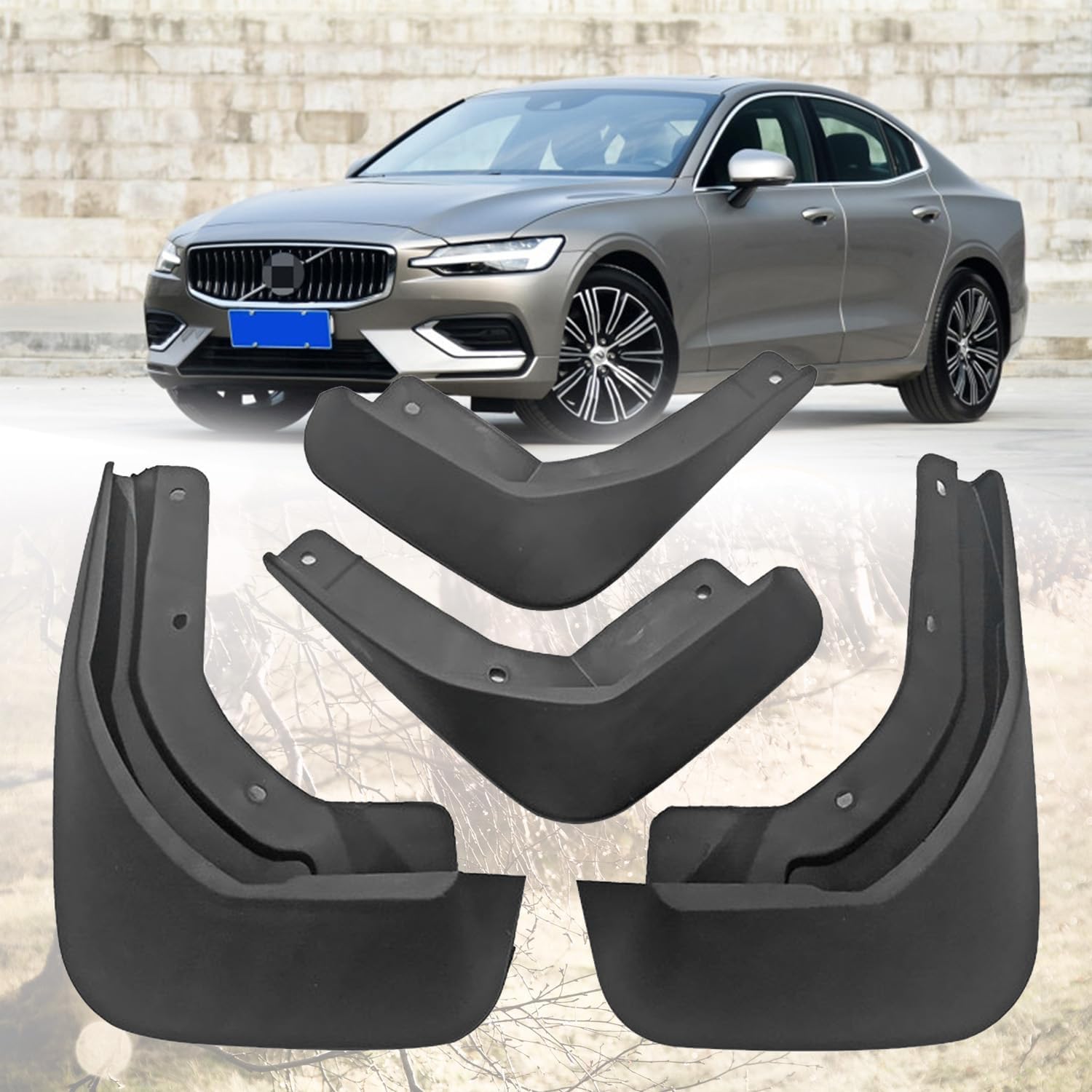 Fengxh Normal No-Drill Mudflaps For Volvo S60 2020-2024, Bolt-On Kit, Road Legal
