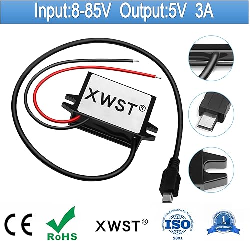 Miniatura 9 de DC 8-85V a 5V Convertidor USB 12V 24V 36V 48V 60V 72V a 5V 3A 15W con adaptador de corriente de salida micro y USB convertidor de voltaje Buck