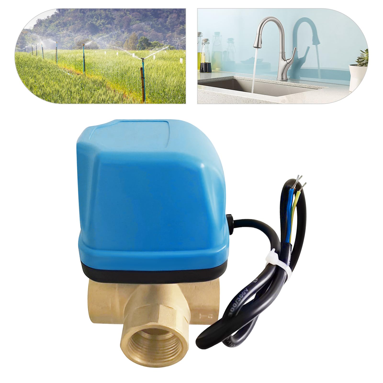 Válvula solenoide de 3 vías, 230 V, riego 12 V, válvula de bola de motor solenoide, válvula automática de protección contra heladas DN25, válvula de bola eléctrica de 3 vías, latón G1-1/4, 230 V CA