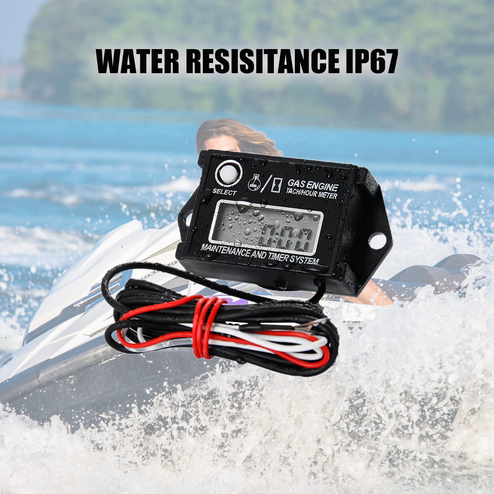 Runleader Digitaler Betriebsstundenzähler Mit Drehzahlmesser – IP67 Wasserdicht, Für Rasenmäher, Motorrad, ATV & Mehr