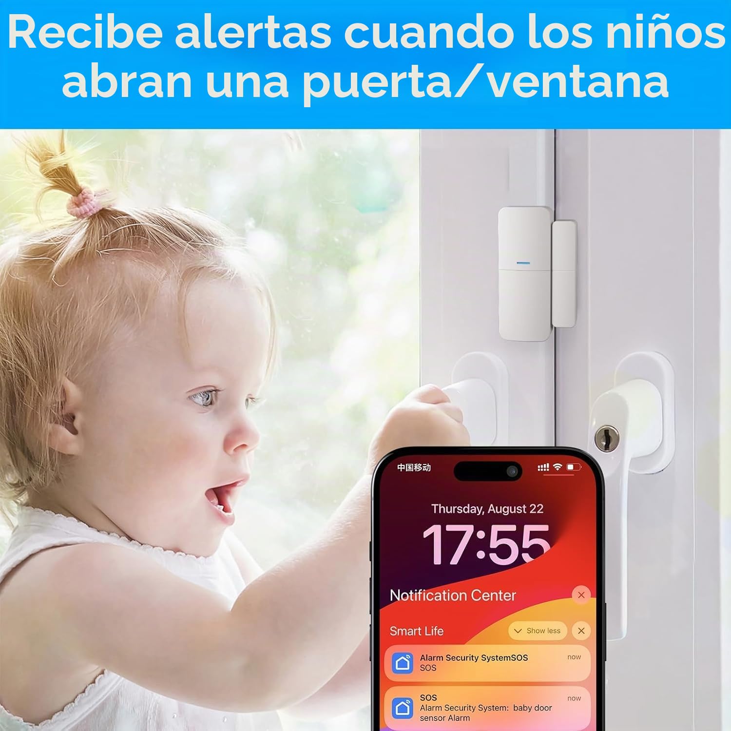 AGSHOME 15 Piezas Alarmas para Casa, Sistema de Seguridad para el hogar con Alarma, WiFi alarmas para Puertas, Trabajo para el Hogar, Apartamento, Garaje, Compatible con Alexa
