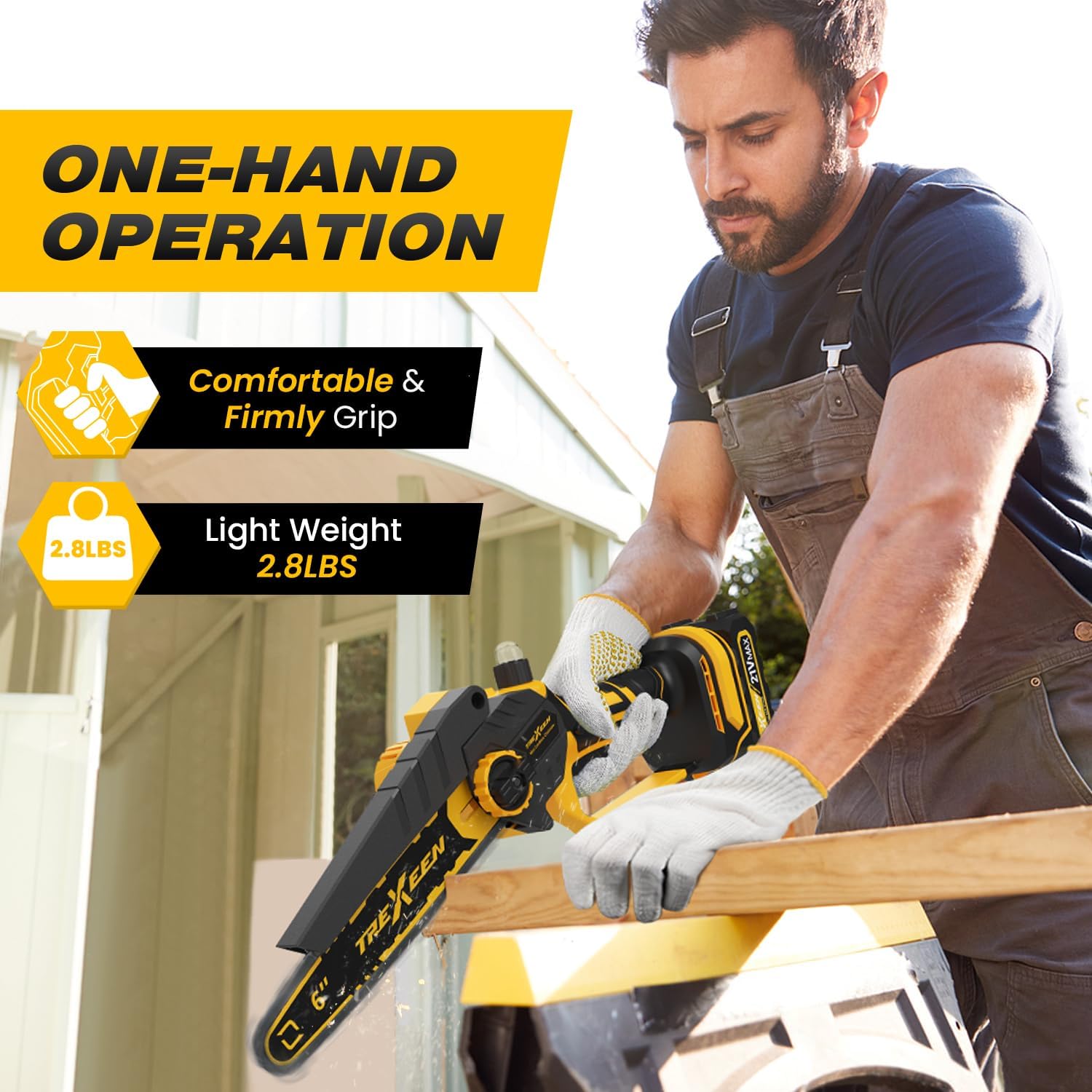 Mini Chainsaw, 6-Inch Electric Chainsaw Cordless, Upgraded 900W Brushless Portable Handheld Small Chain Saw with Auto Chain Regulator & Auto Oiler for Wood Cutting/TreeTrimming/Courtyard Garden - Image 2