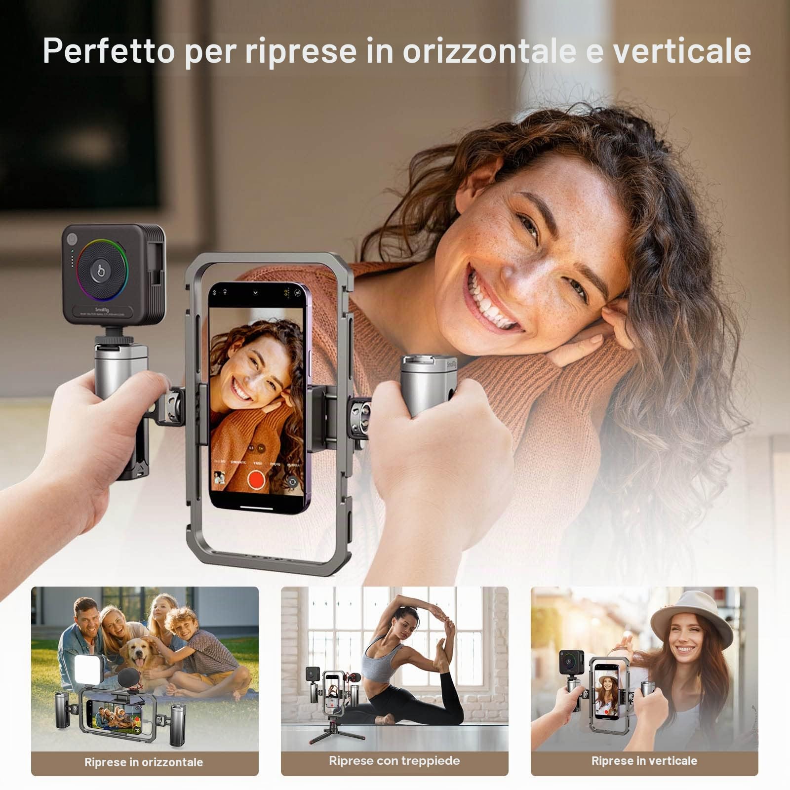 SMALLRIG Universal Phone Cage Gabbia per Cellulare Compatibile con Telefoni con Una Gamma di Larghezza da 62 mm a 86 mm, Gabbia Universale in Alluminio - 2791B