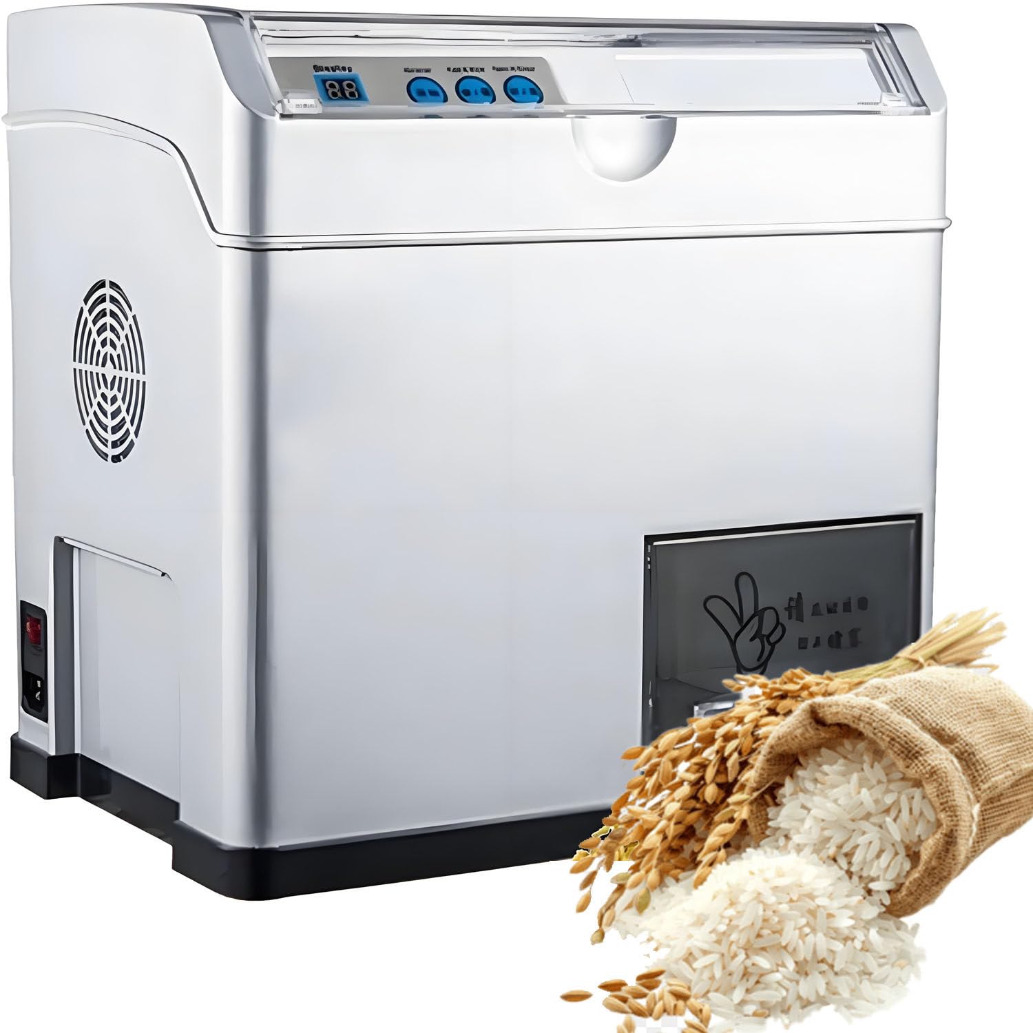 Mulino e sgranatrice Automatici per Riso, processore Elettrico per Riso da 500 W, capacità di 30 kg/h con precisione di macinazione Regolabile, per la Lavorazione dei Cereali di Riso e Grano