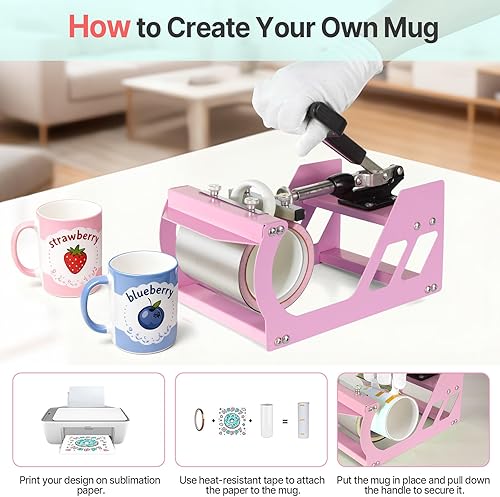 Miniatura 6 de Slendor Máquina de prensa de calor de 12 x 15 pulgadas, 5 en 1, máquina de prensado digital de camisetas de 360 grados, multifunción por