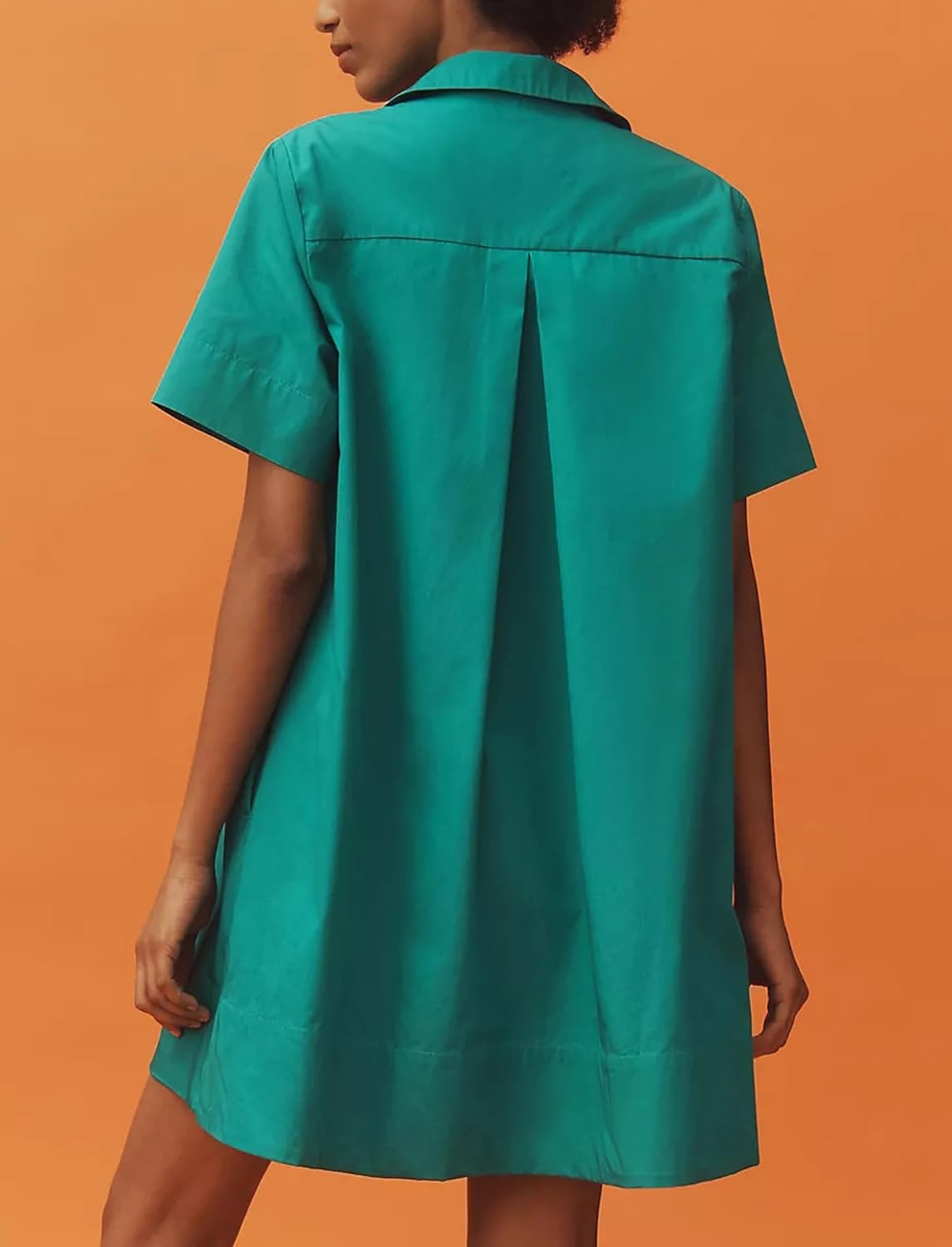 Women Short Sleeve Swing Tunic Mini Dress Oversized Button Down Shirt Dress Summer Casual Flowy A Line Dress - Image 4