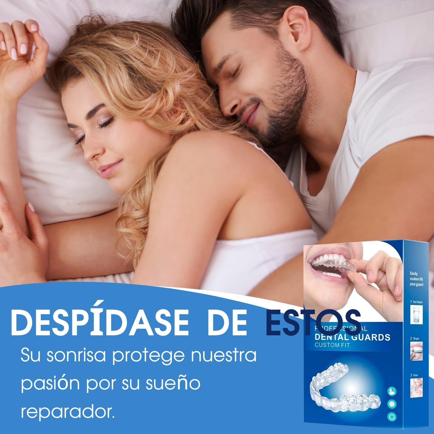 Ferula Descarga Bruxismo 4 Piezas 2 Tamaños, Bruxismo Dental Noche, Ferula Antironquidos, Protector Bucal para Dormir, Prevención del Rechinar de Dientes y los Ronquidos