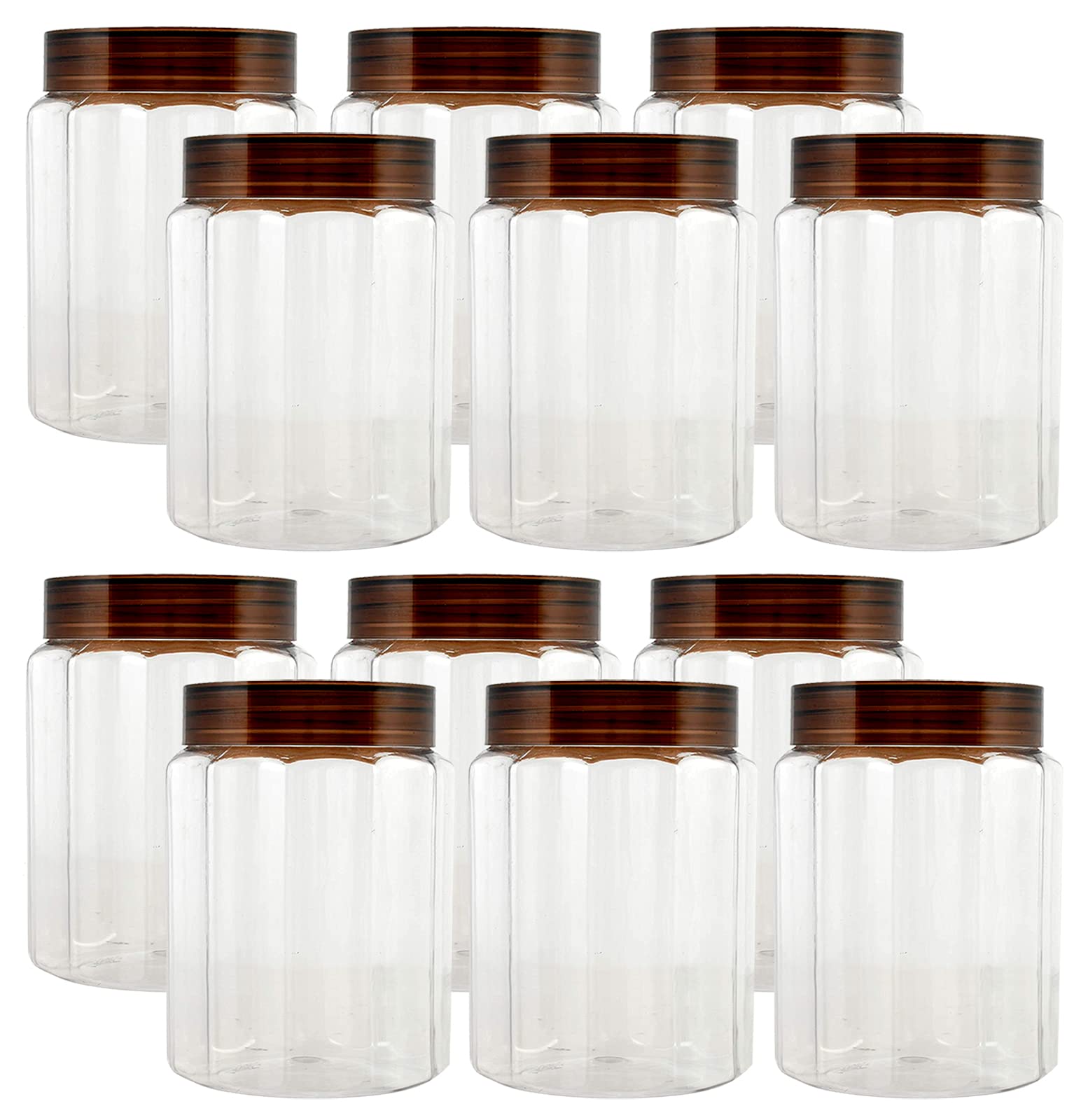 Kuber Industries Food Grade Odourless BPA Free Plastic Kitchen Container Set with Airtight Lid,1100ml, Set of 12 (Brown)-HS42KUBMART25088