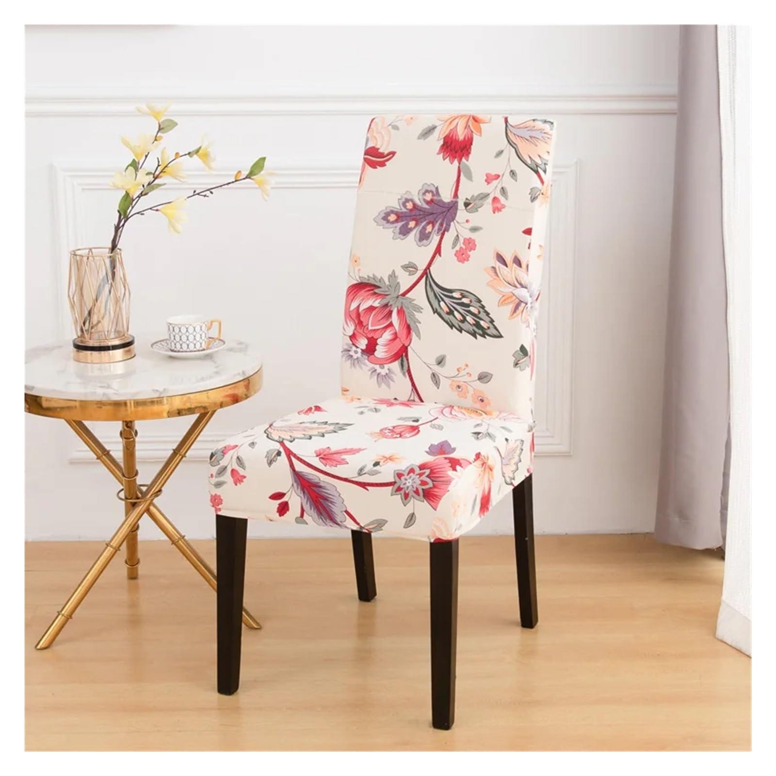 GCYEIDMA Printed Chair Covers 4/6PCS Dining Chair Covers Stretch Printed Removable Washable Furniture Protectors Spandex Dust-Proof(H,6PCS)
