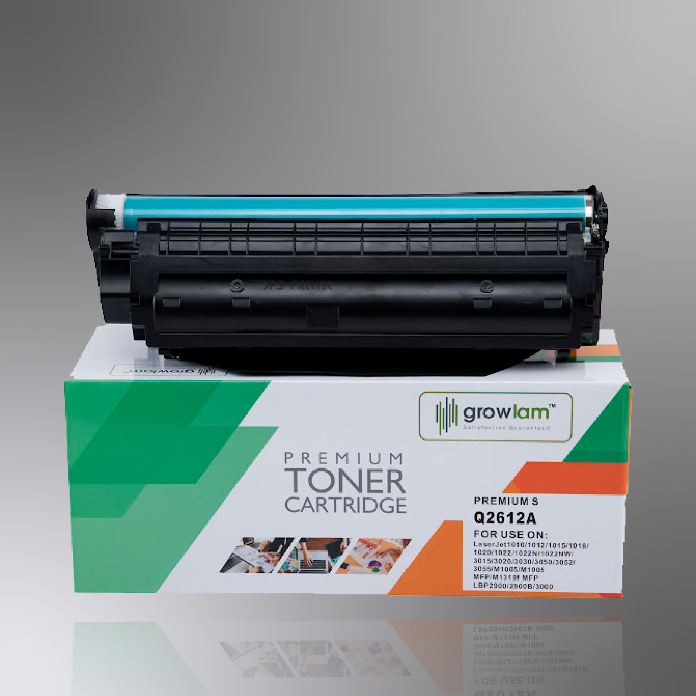 GROWLAM 12A Laser Toner Printer Cartridge Q2612A for HP 1010,1012,1015,1018,1020,1022,1022N,1022NW/ 3015,3020,303,3050,3052,3055/ M1005,M1005 MFPM1319f/ Canon Laser Shot LBP2900/2900B/3000 (Black)
