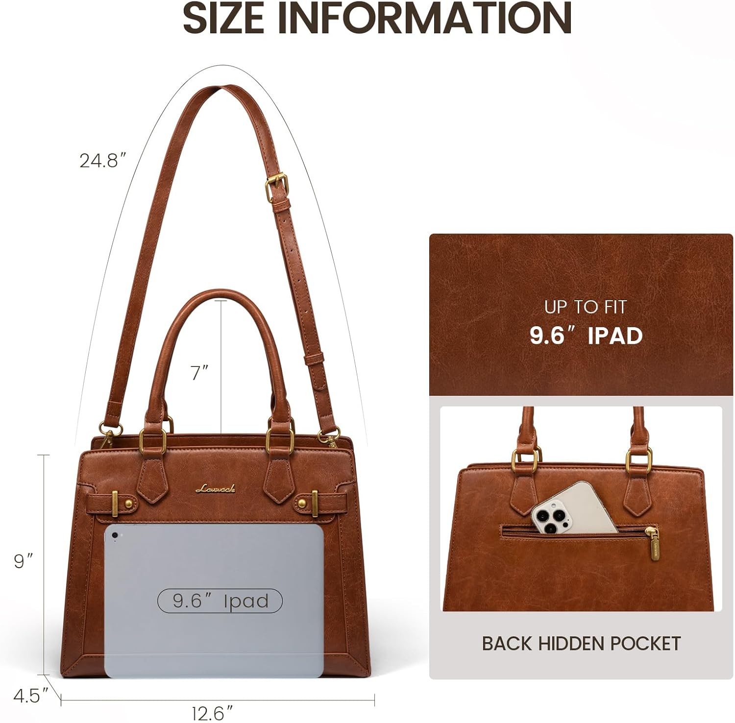 LOVEVOOK Purses and Handbags for Women, Tote Shoulder Bag Satchel Black Purse and PU Leather Top Handle for ladies - Image 4