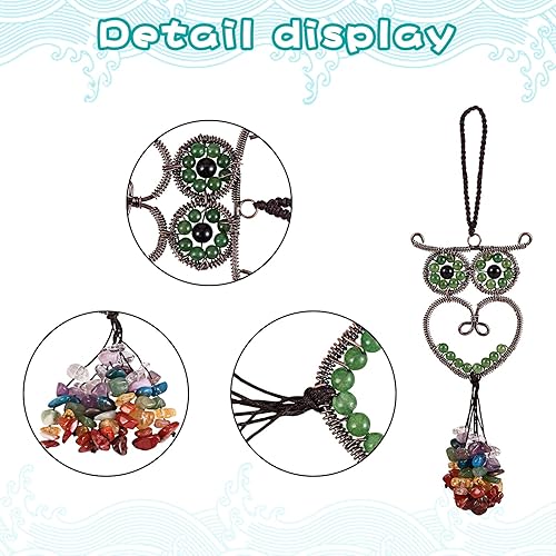 Miniatura 2 de Accesorios para el automóvil, colgante de árbol de la vida con forma de búho, árbol de la vida, espejo retrovisor colgante para decoración