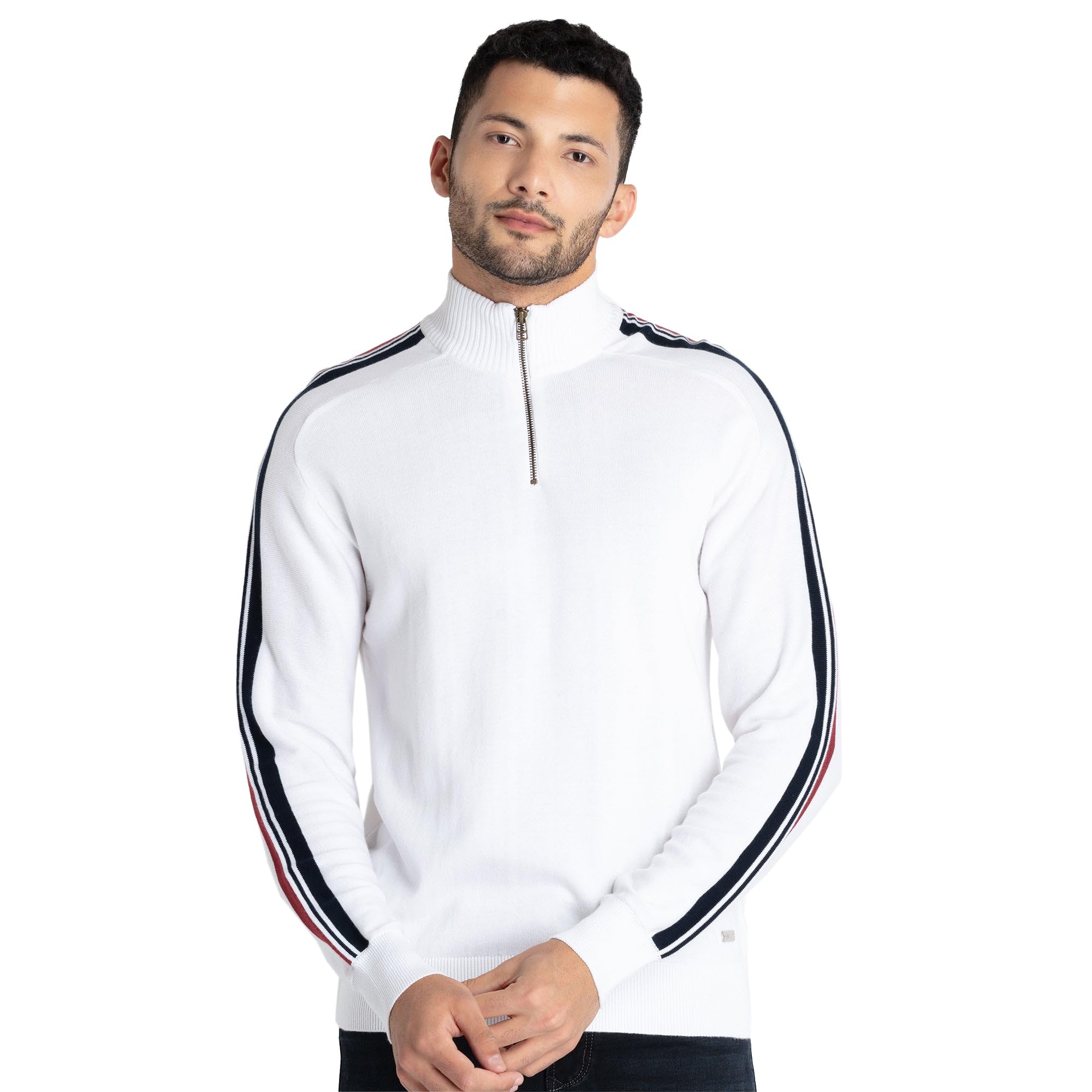 status quo Mens High Neck Sleeve Striped Regular Fit Sweater-picture-3