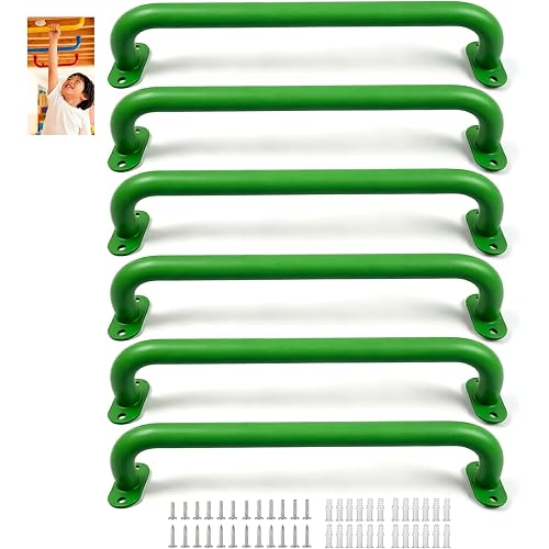Monkey Bars Indoor Playground Handles 17inch, Heavy Duty Ceiling Grab Bars for Climbing Frames, Wall Ladders, Treehouses and Swing Set Accessories (6-Pack)