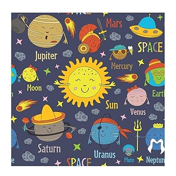 100yellow Solar System for Kids Room and classrooms Wallpaper (10 Sq Ft, Self Adhesive PVC Vinyl)