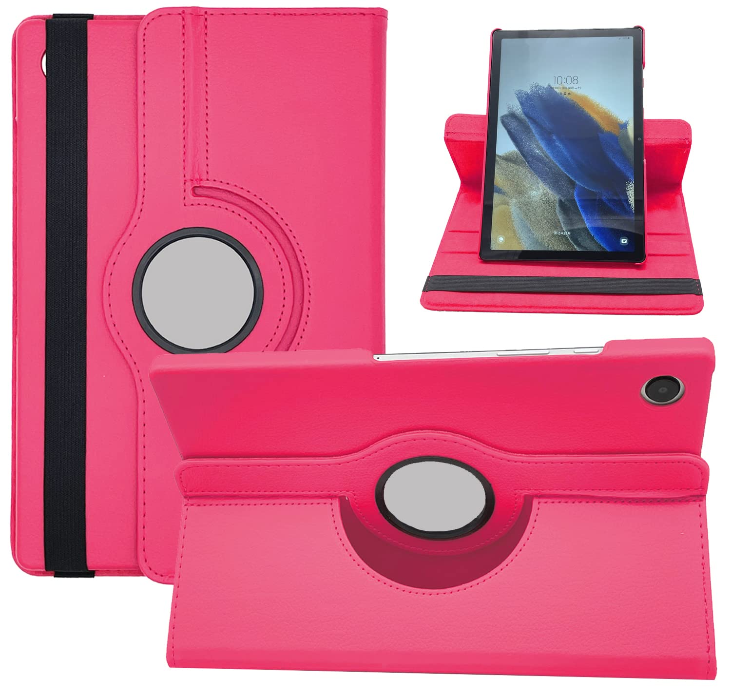 Dlahaby Hülle für Samsung Galaxy Tab A8 10.5 SM-X200/X205/X207, 360 Grad Drehung mit Standfunktion Schutzhülle für Samsung Galaxy Tab A8 10,5 Zoll 2021 Tablet,Hotpink