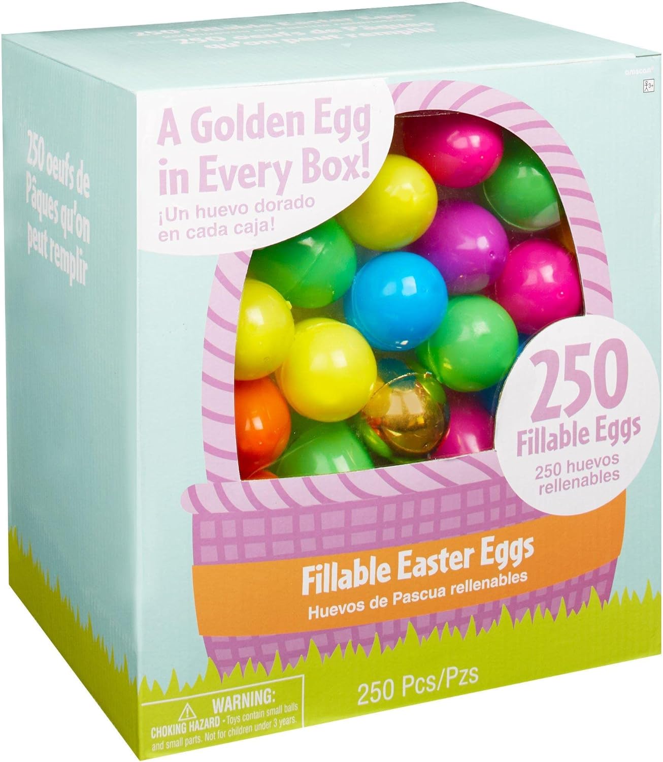 Giant Multicolor Plastic Fillable Easter Eggs - 250 Pieces (11" x 10" Pkg. Size) – Perfect for Egg Hunts & Creative Party Favors