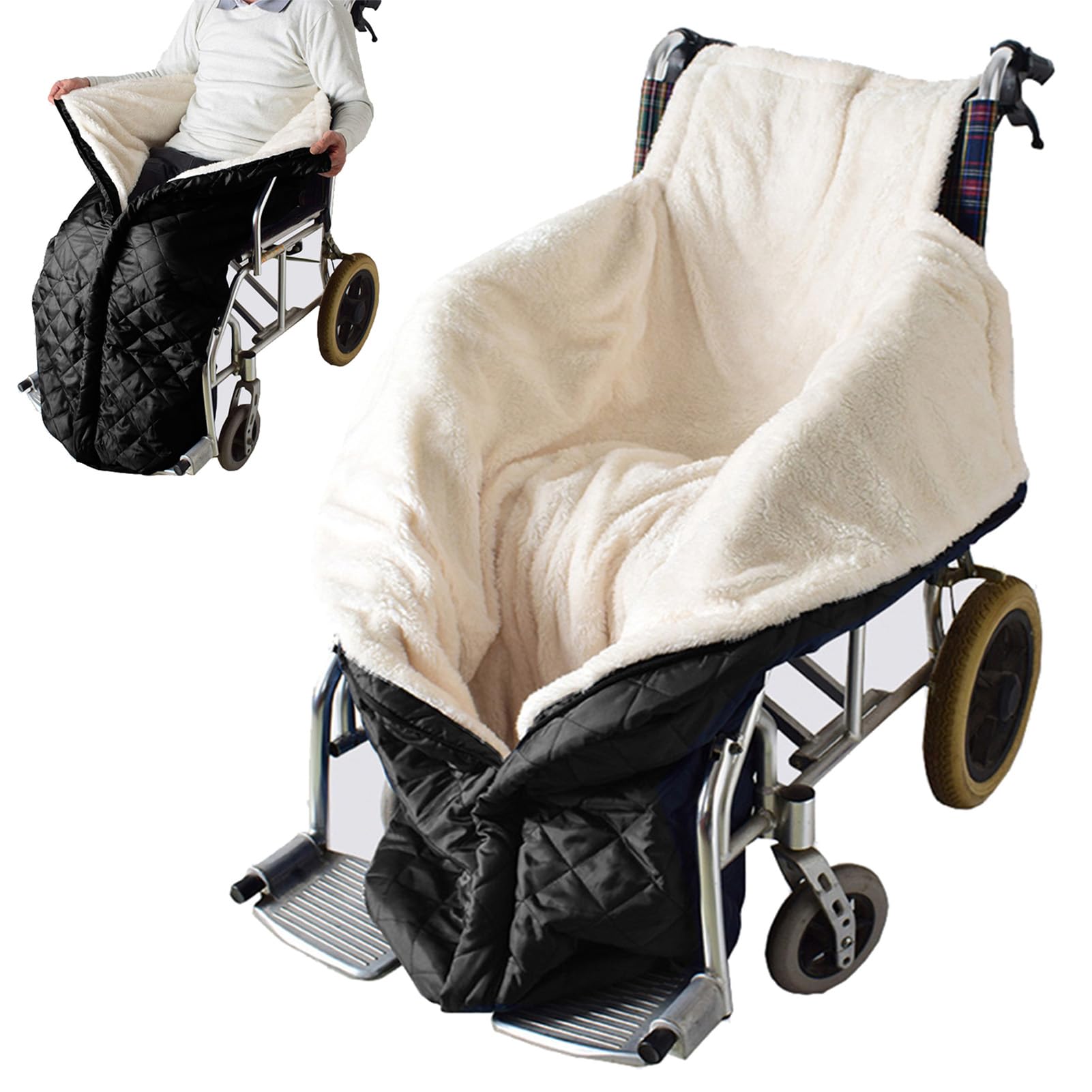 Manta Silla De Ruedas, Cubrepiernas Para Silla De Ruedas Forradas, Calidez a Prueba De Viento Saco Para Silla De Ruedas Adultos, Saco Manta Felpa Gruesa Para Rodillas Para Usuarios Sillas Ruedas