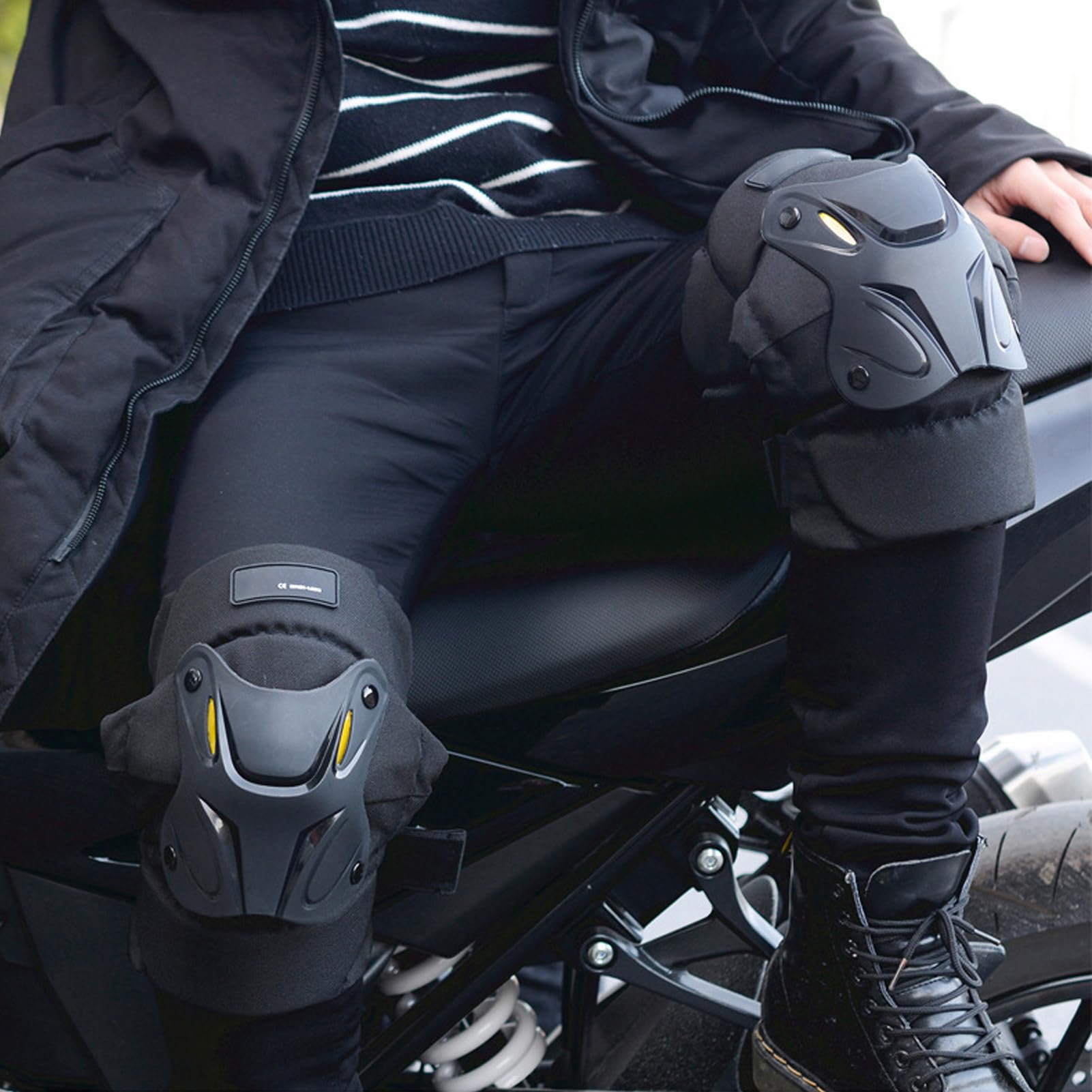 Nakolanniki, Odporne na Uderzenia Regulowane Ramiączka Amortyzacja Ochronne Ochraniacze Kolan, Ochronna Gruba Gąbka Antslip Unikanie Kolizji Rękaw Kolanowy do Kolarstwo Motocykl