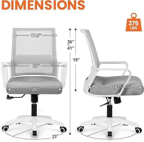 Miniatura 3 de NEO CHAIR Silla de oficina para videojuegos, silla de computadora ergonómica de malla con respaldo medio con ruedas, soporte lumbar, cómoda,