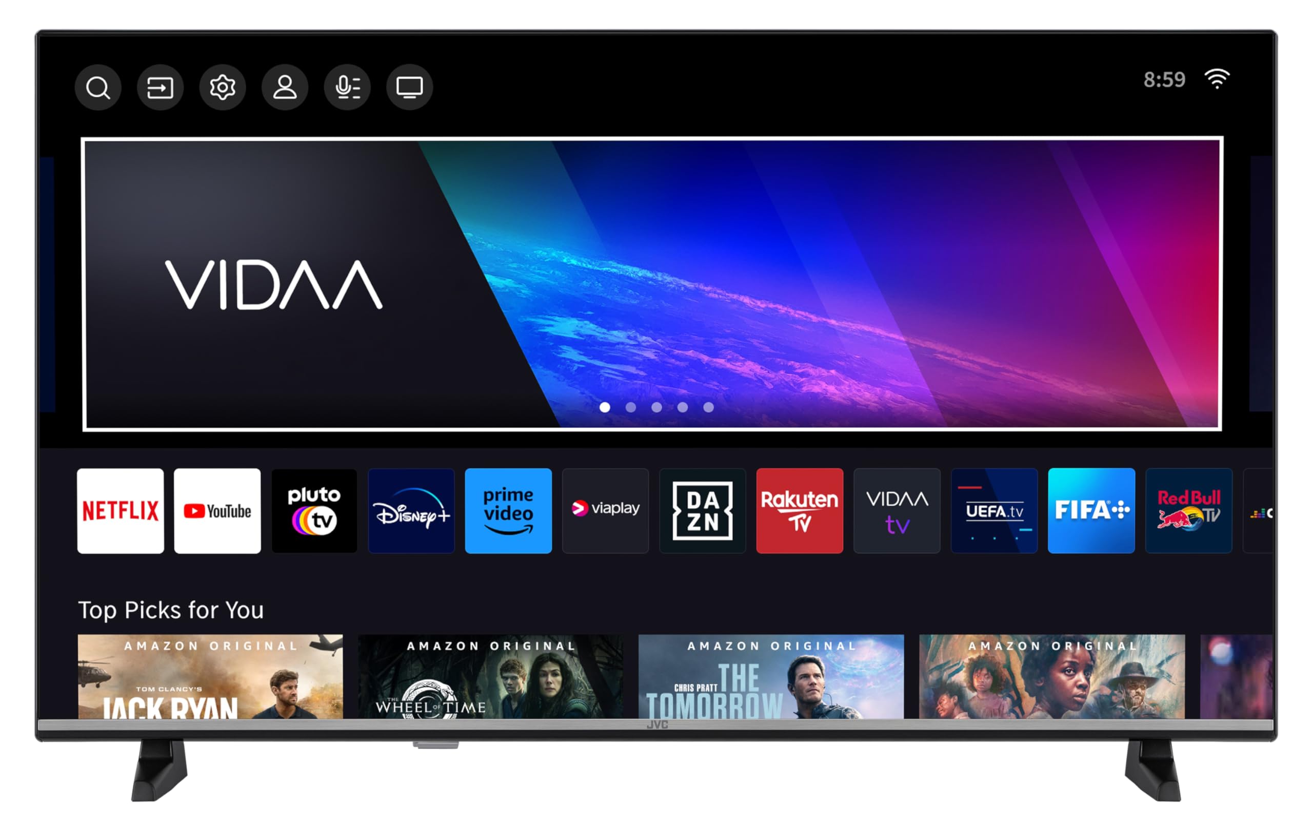 JVC Fernseher 40 Zoll Smart TV VIDAA LT-40VDF5455 Full HD Fernseher, HDR TV mit integriertem Triple-Tuner, LED TV schwarz