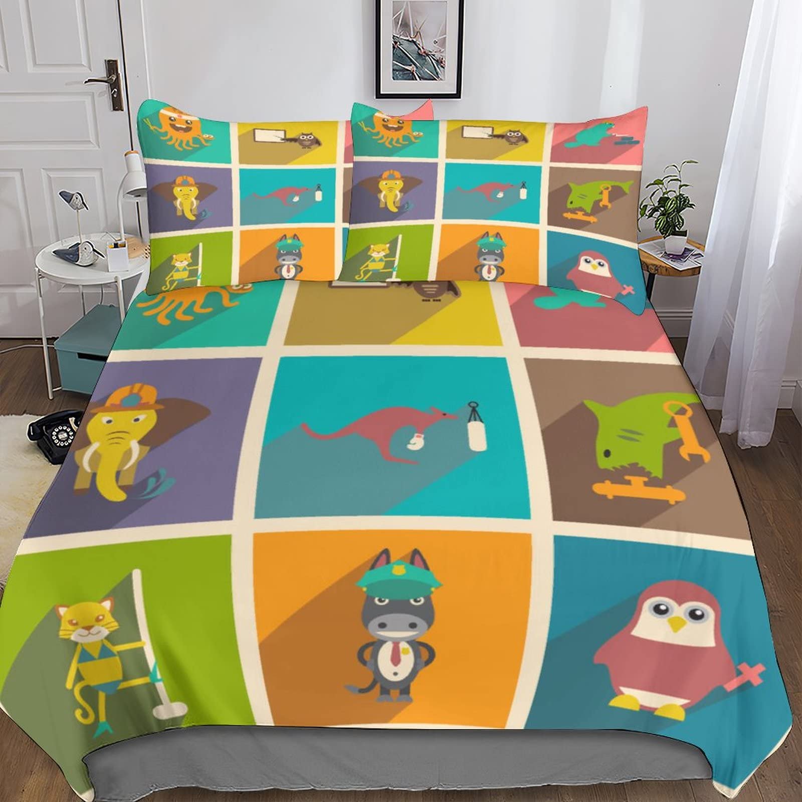 Parure de lit 3D dessin animé housse de couette 220x240 microfibre pour garçon et fille