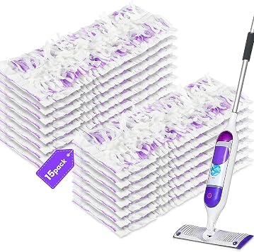 15 Count Pad Refills for Swiffer Power Mop Refill, Absorbent Floor Cleaning Pads for Hardwood, Tile, Laminate Floors