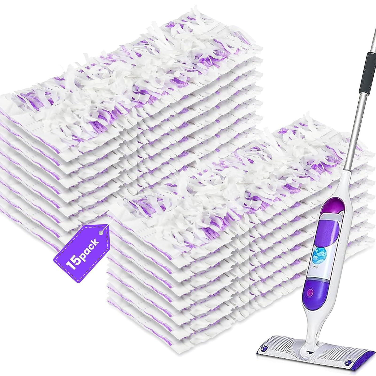 15 repuestos de almohadillas para fregona Swiffer Power, almohadillas absorbentes de limpieza de suelos para madera dura, azulejos, suelos laminados