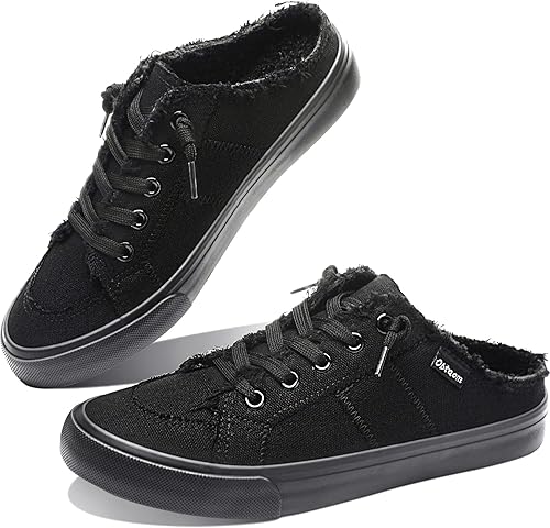 Obtaom Clipper - Zapatos tipo mule para mujer, de lona, con espuma viscoelástica, de moda, sin talón, cómodos, sin cordones, para fiestas