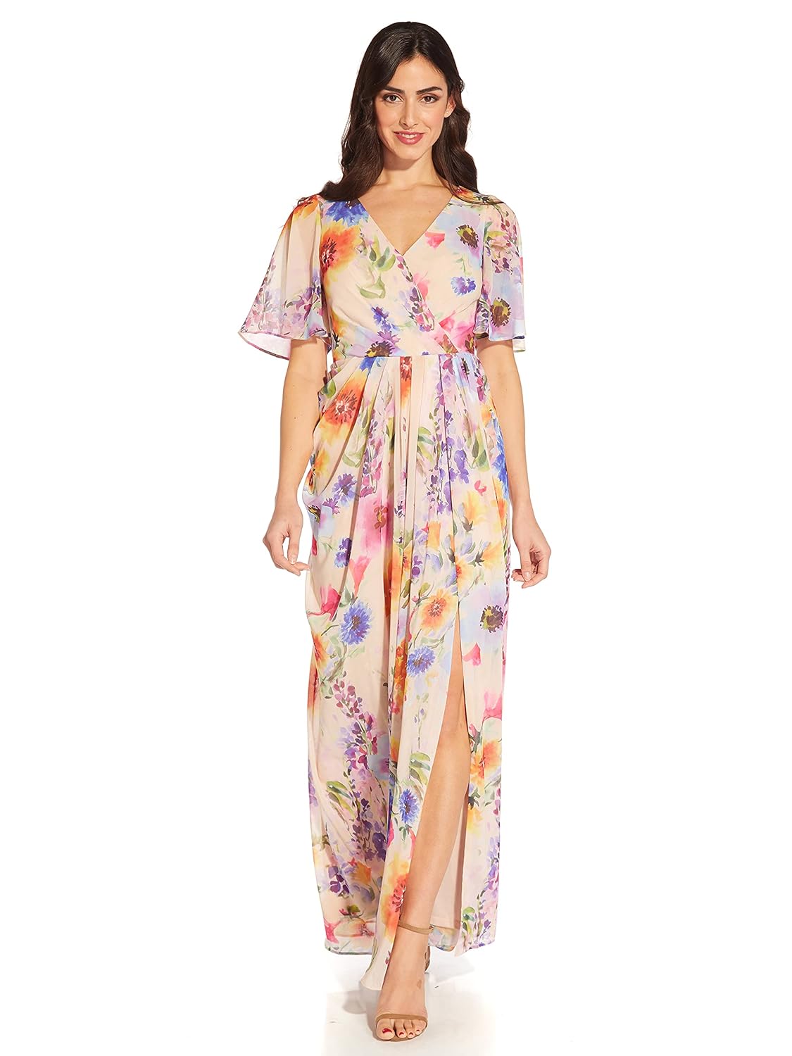 Adrianna Papell Women’s Floral Printed Chiffon Gown Adrianna Papell Women’s Floral Printed Chiffon Gown