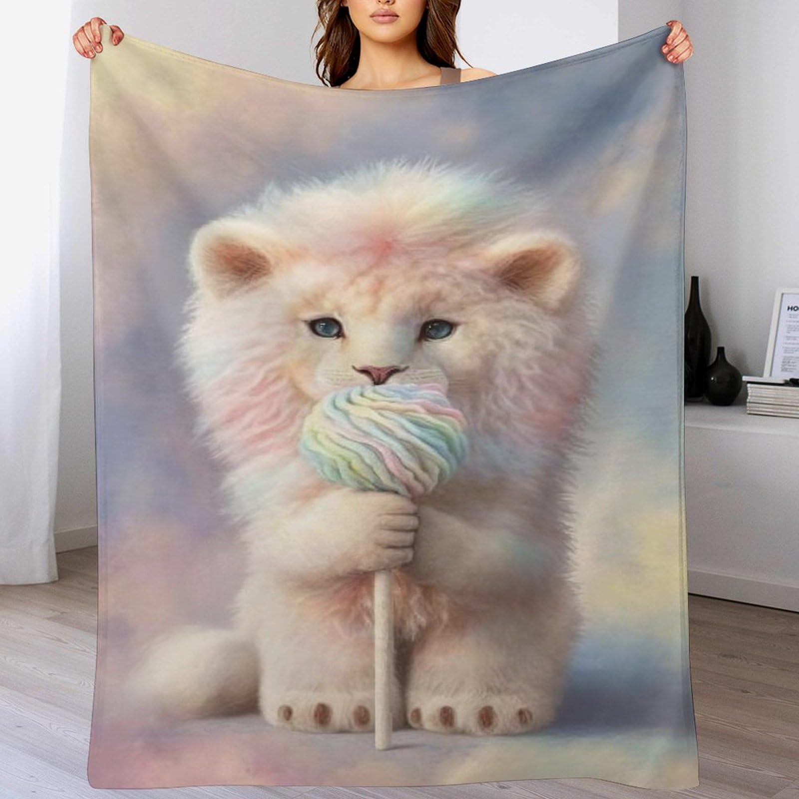 Couverture en lion flannel plaid doux douillet lit canapé voyage 100x130