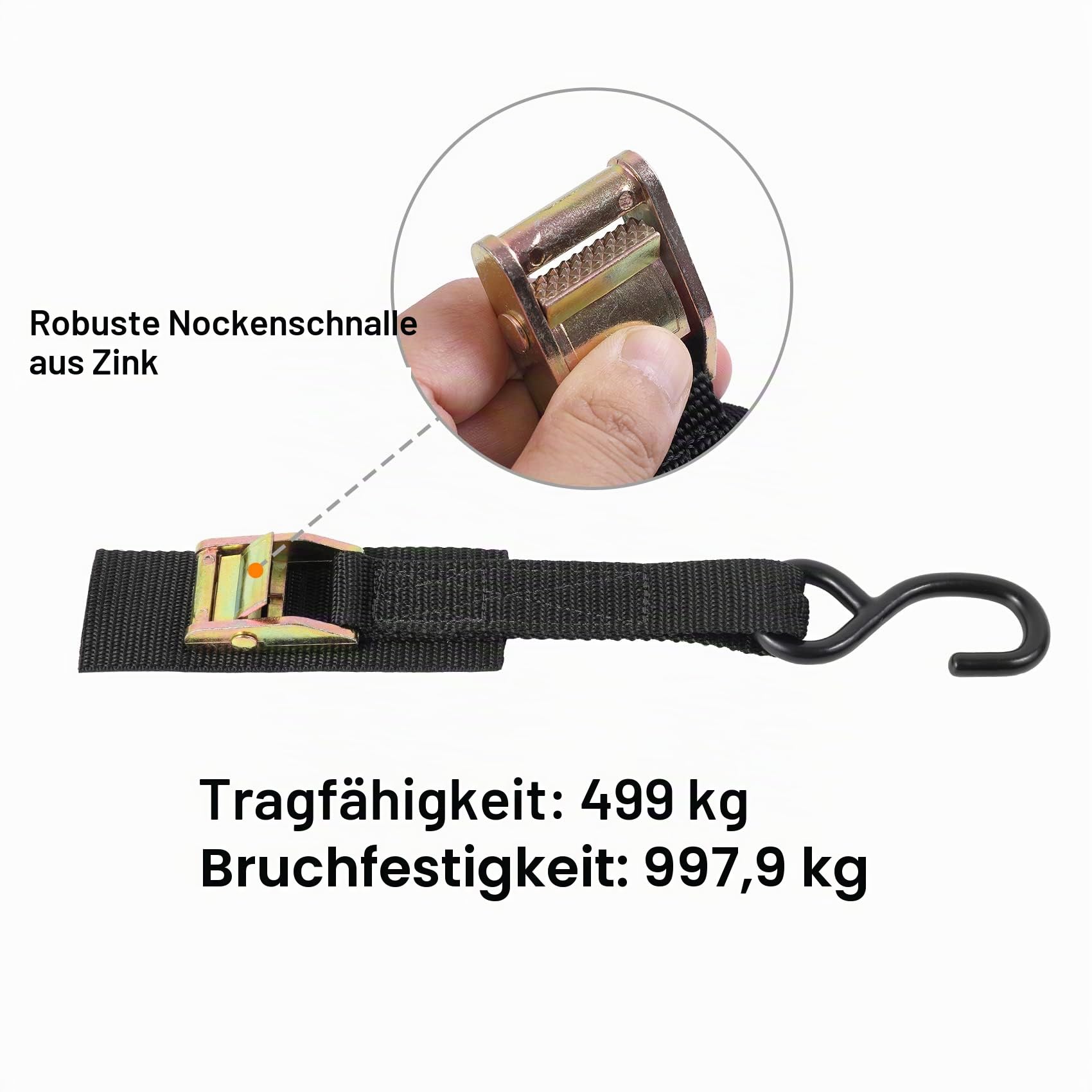 Ayaport Cam Buckle Tie Down Straps 4 x 1000kgs Break Strength Securing Straps with S Hooks for Motorcycle, Kayak, Car, Truck, Boat, Dirt Bike, Pack of 4 (1.8Mx2.5CM)