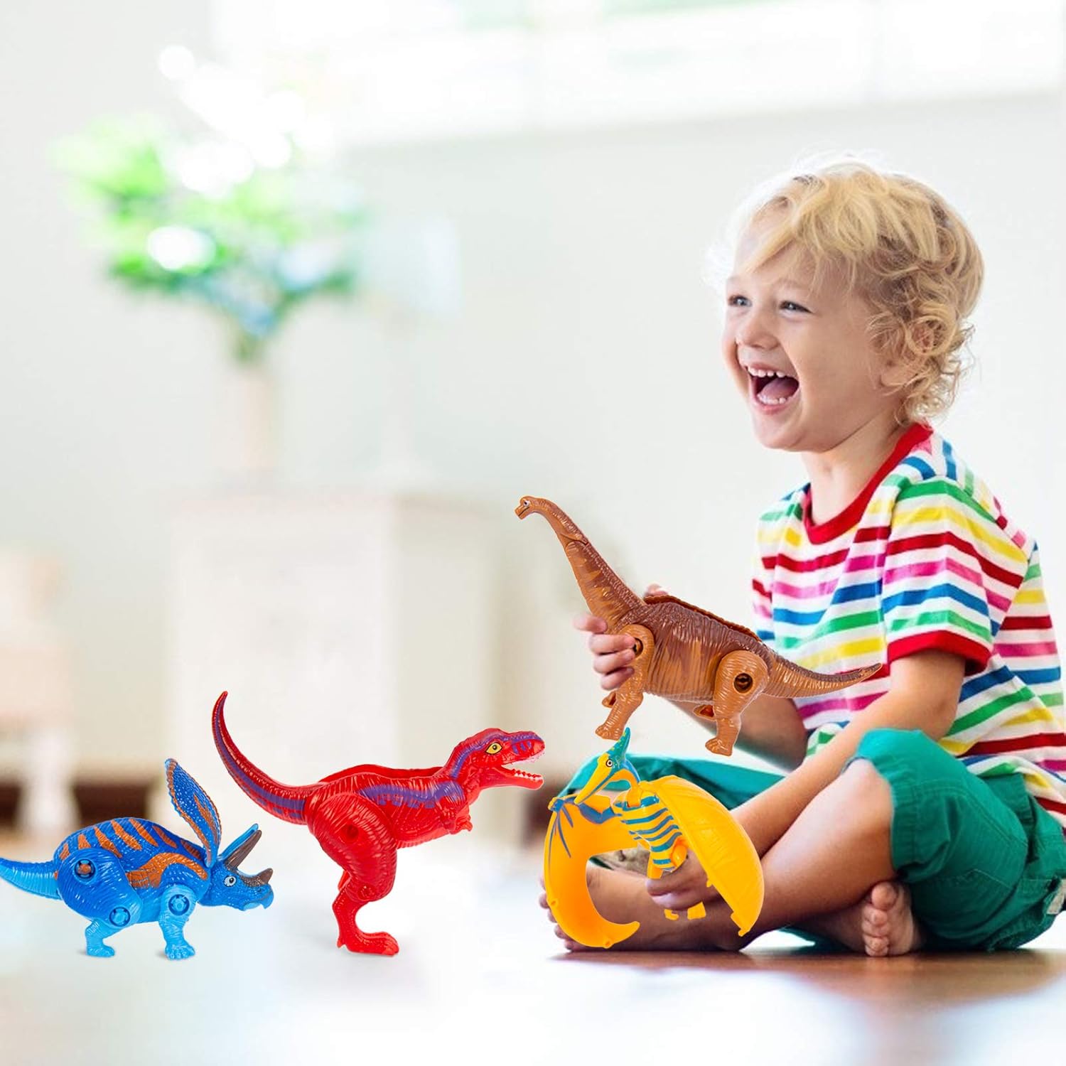 4 Pack Easter Hatching Eggs Dinosaur Toys Filled with Jumbo Deformable Transforming Dinosaur Toys Plastic Surprise Eggs Easter Basket Stuffers Fillers for Easter Eggs Hunt Party Favor Classroom Prize
