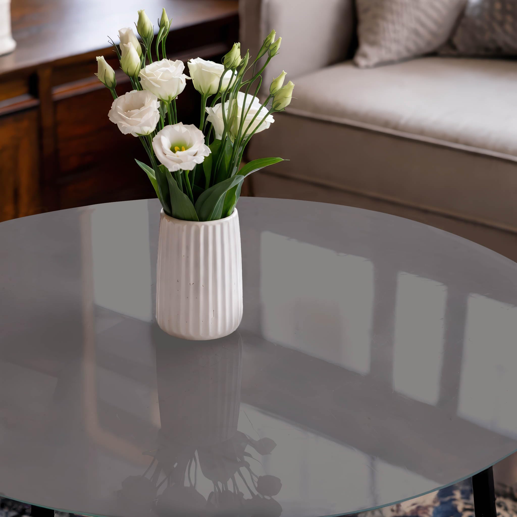 Placa de Cristal 100 cm | Redondo | Espesor 4 mm | Bordes Pulidos | Gris oscuro | para la Cocina y Salón | Vetro Temperato | con Impresión Decorativa | Pies Antideslizantes