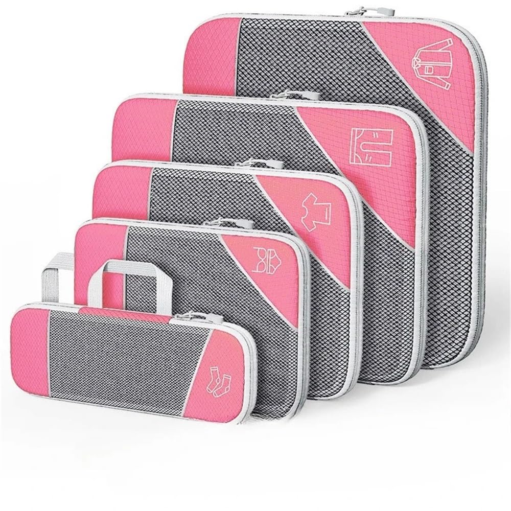 5PCS Mesh Compression Packing Cubes For Suitcases, Travel Organizer