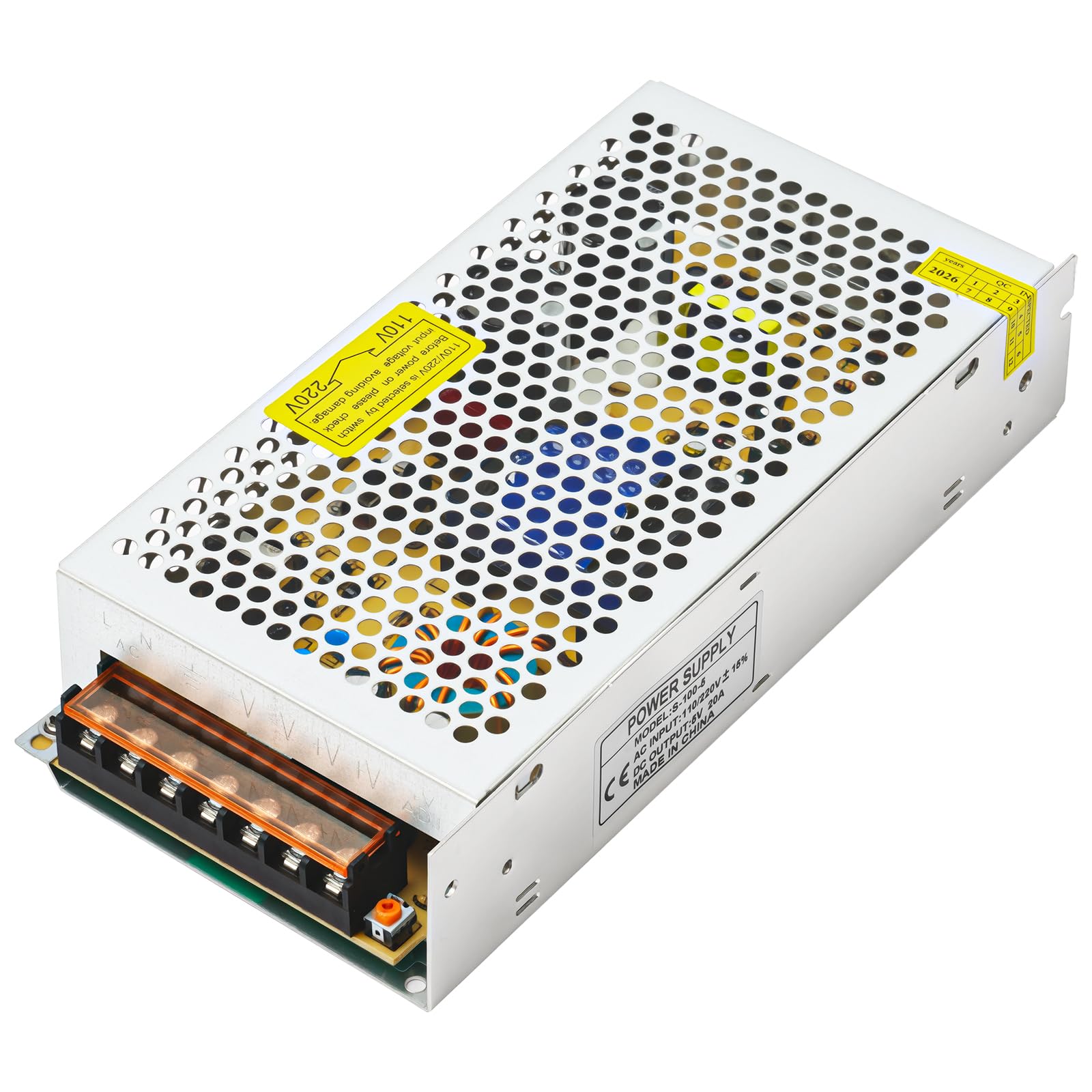 OFFCUP DC 5V 20A 100W Universal Regulated Switching Power Supply, Converter AC 110/220V to DC 5V LED Driver, Power Supply Transformer Switch for LED Strip Light 3D Printer Radio Computer Project