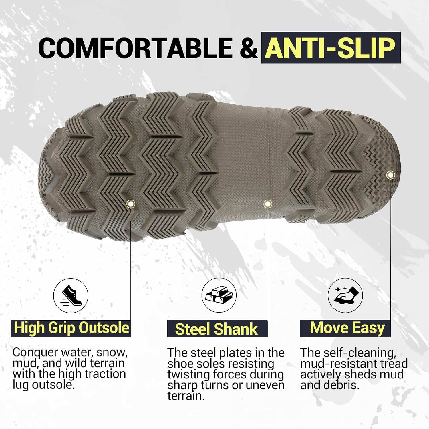 LHG Men's Ankle Rain Boots Waterproof Rubber Neoprene Insulated Non Slip Durable Slip On Outdoor Mud Garden Yard Work Boots
